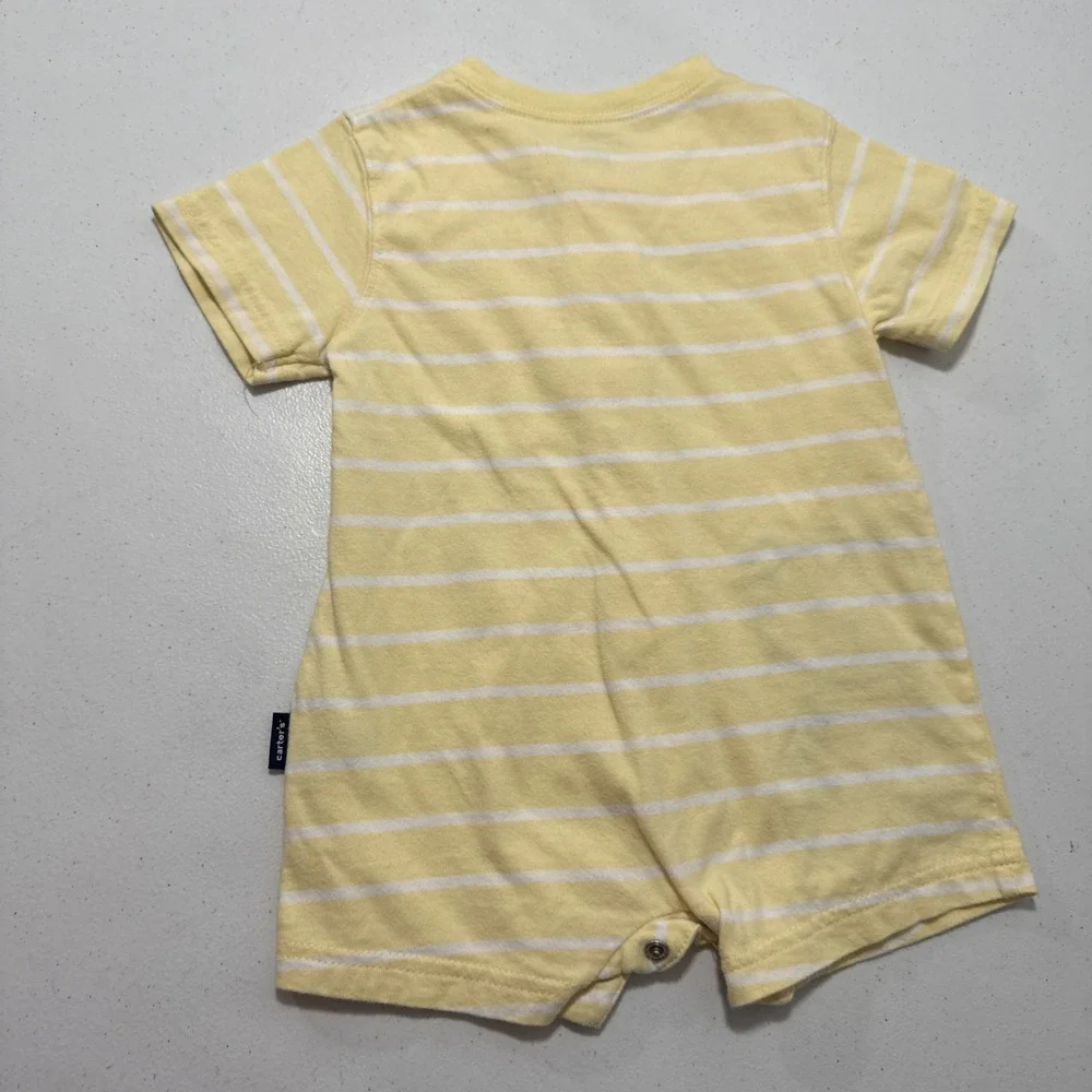 Carters Baby Romper 6M Yellow Strip‎ Peek a Boo Jumpsuit
